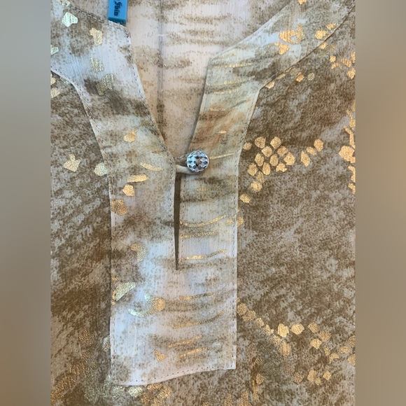 Solataire Swim Tunic Cover Up Light Snakeskin Pattern w Gold 3/4 Sleeves Size L - Picture 2 of 6